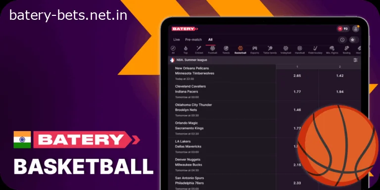Bet on Basketbal at Batery India